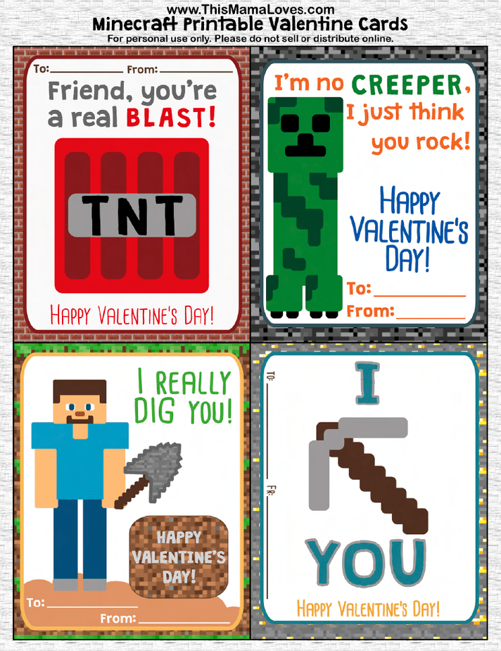 Free Minecraft Valentine Printables