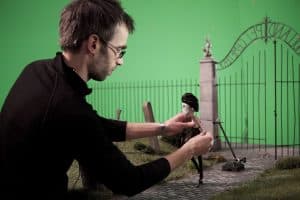 Jens Gulliksen working on cemetary for FRANKENWEENIE