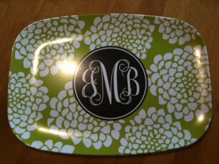 personalized bloom lime platter from girl frenzy designs