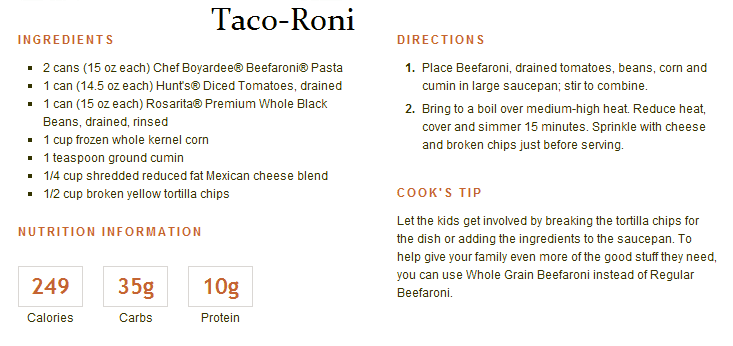 taco roni with chef boyardee beefaroni recipe