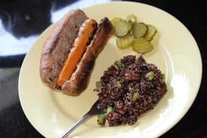 Main Street Vegan Three bean quinoa salad Hot Dog Pickles