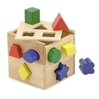wooden shape sorting cube