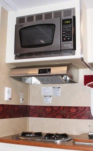 RV amenities, microwave, gas stove