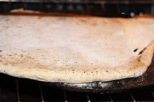 homemade pizza dough in the oven