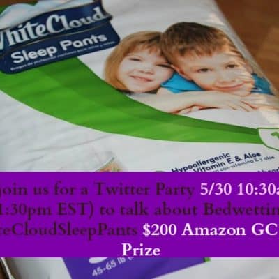 Join me to talk about bedwetting at the  #WhiteCloudSleepPants Twitter Party May 30!