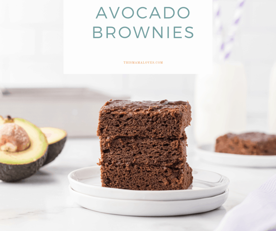 Avocado Brownies stacked on white plate