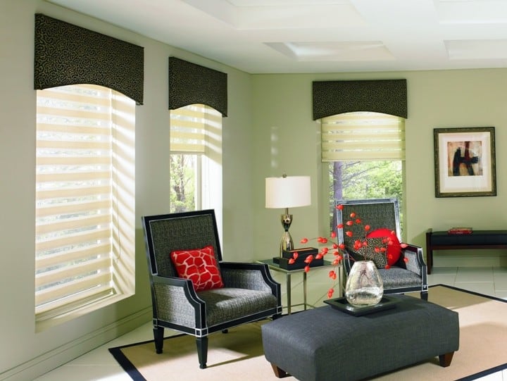 Wood Cornice with Transitional Shades