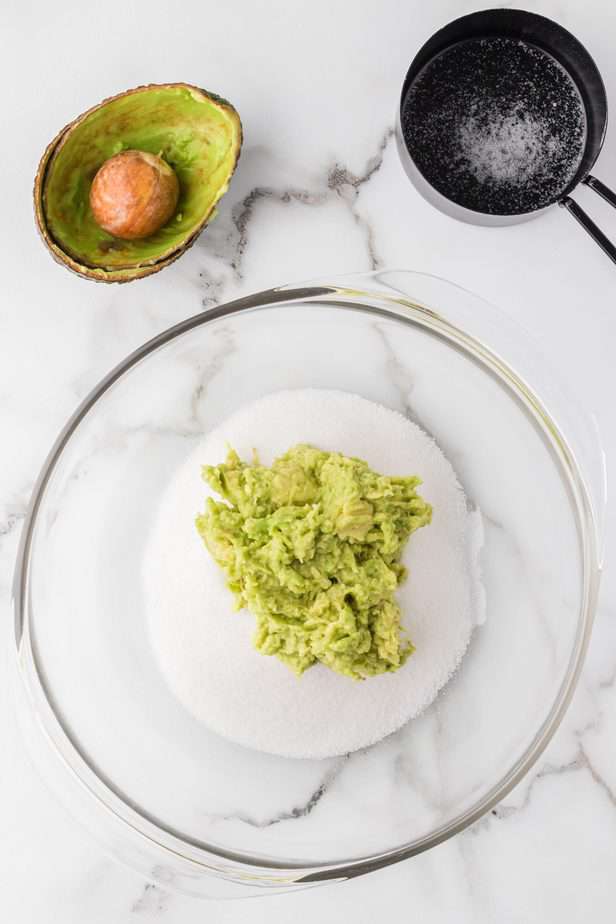 ingredient prep for avocado brownies