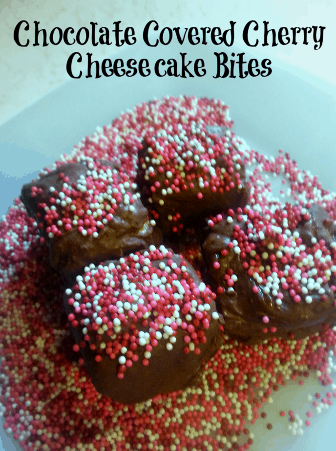 Chocolate Covered Cherry Cheesecake Bites