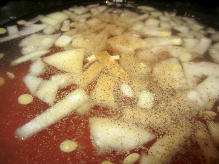lentil soup in crock pot simmer