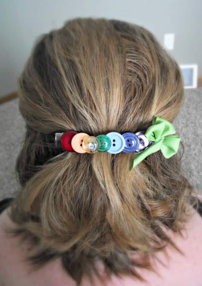 diy button hair clip