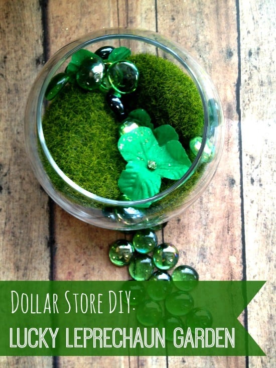 dollar store DIY leprechaun garden finished