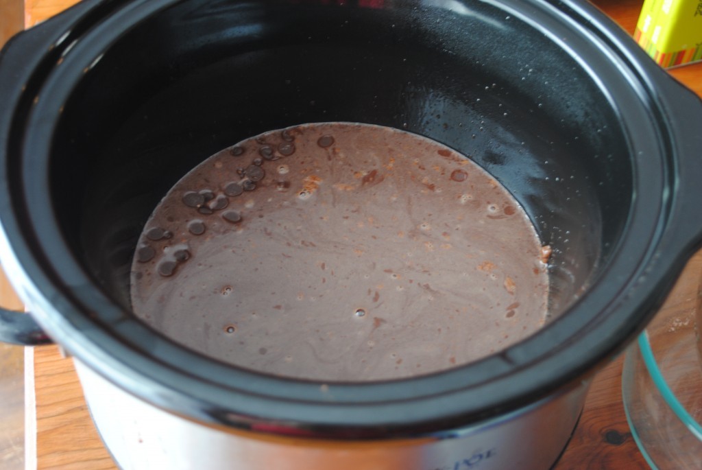 slowcooker lava cake in progress