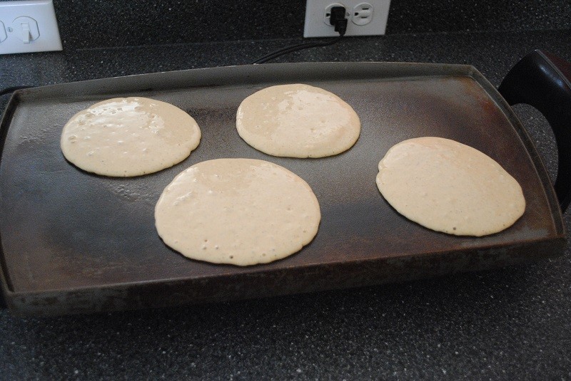 pumpkin pancakes in progress