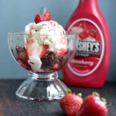 Strawberry Brownie Mix Waffle Sundae