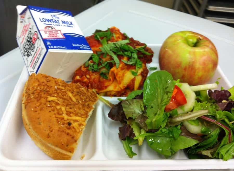 school lunch tray salad