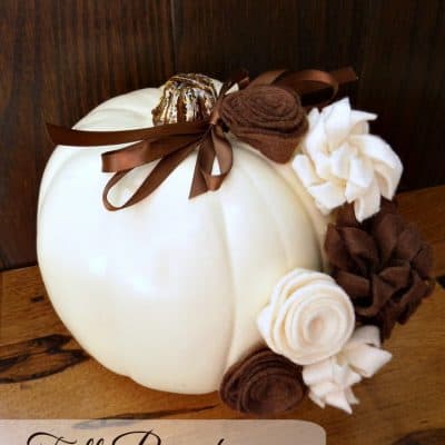 Fall Decor – Pumpkin with Felt Flowers