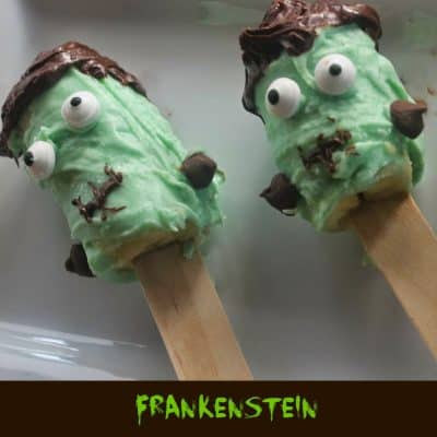 Frankenstein Chocolate Covered Frozen Banana Pops