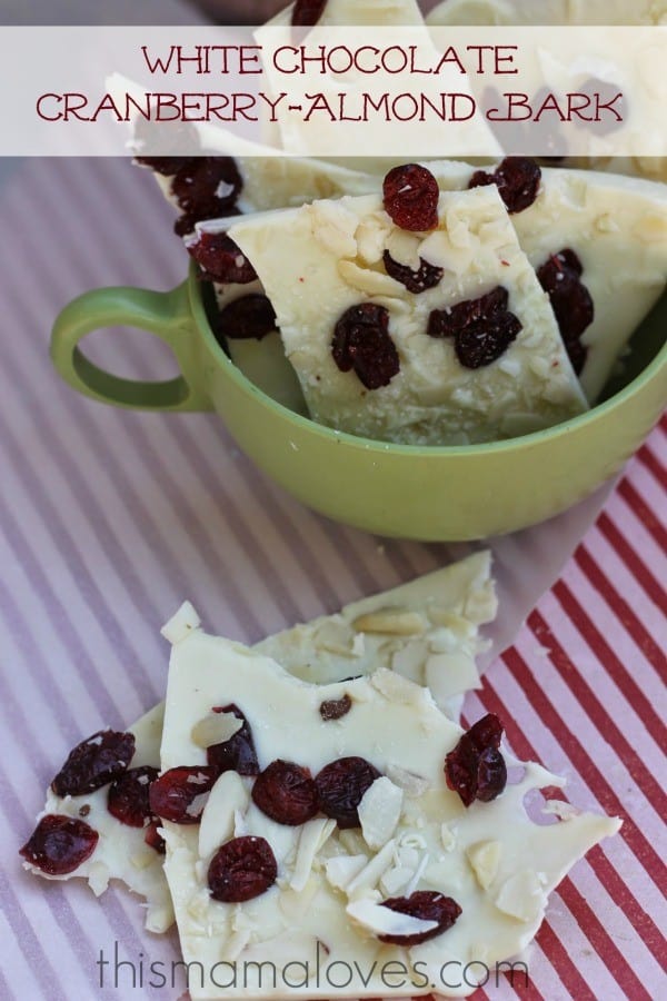 White Chocolate Cranberry Almond Bark | This Mama Loves