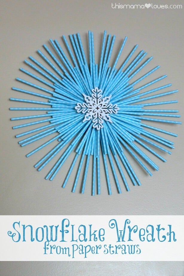 Christmas Snowflakes made with plastic Straws craft idea, DIY Winter Decor