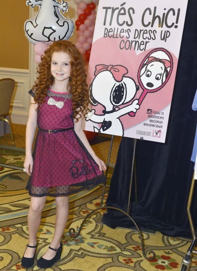 The Belle of the Valentine’s Ball: Francesca dressed for the occasion in a brand-new dress from the Snoopy and Belle collection at Target.