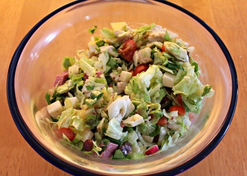 ITALIAN CHOPPED SALAD horizontal in glass bowl