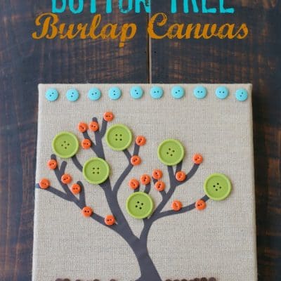 Button Tree Burlap Canvas