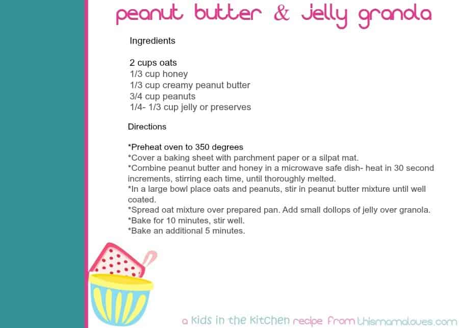 pbj granola recipe card