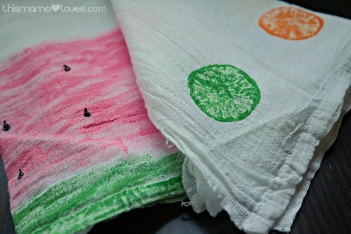 Citrus Stamped Tea Towels