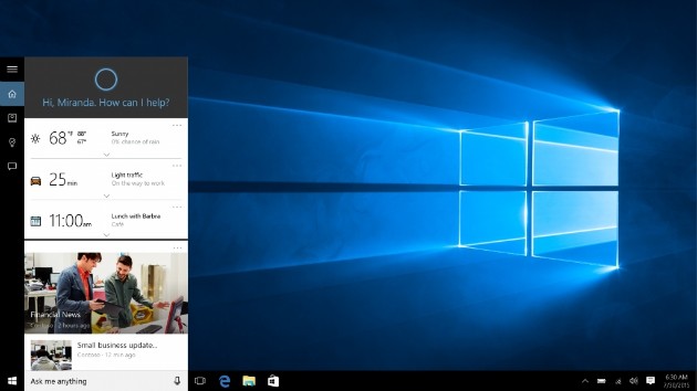 Windows 10 upgrade cortana