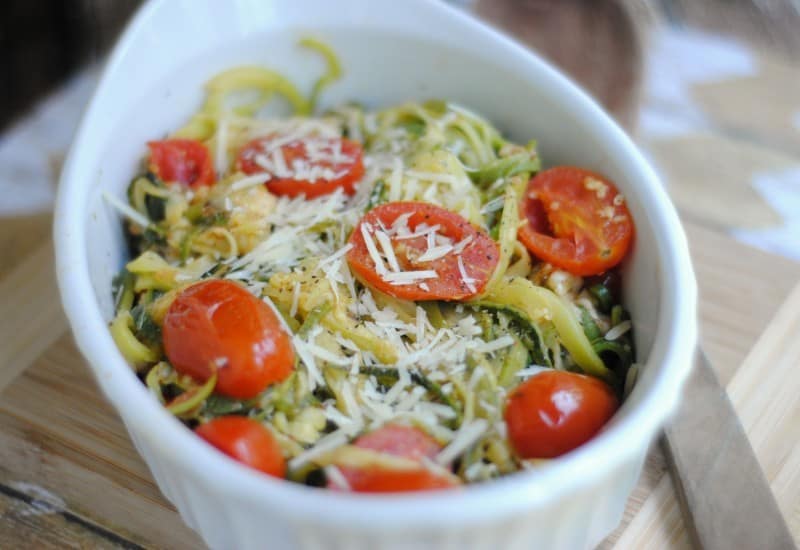 parmesan zoodles with tomatoes dinner