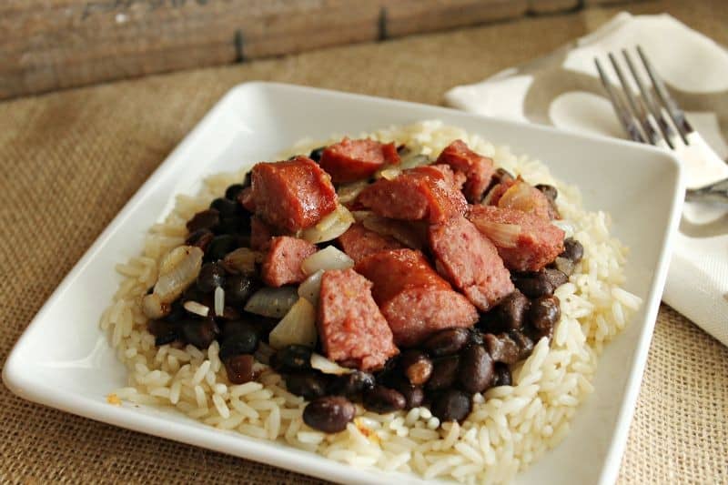 sausage with beans and rice horiz