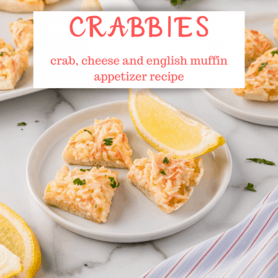 Crabbies appetizers- crab and cheese recipe baked on english muffins