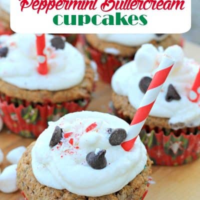 Peppermint Buttercream Hot Cocoa Cupcakes