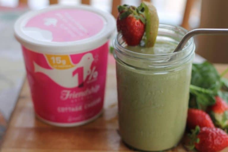 Kiwi Strawberry Smoothie Recipe with Spinach & Cottage Cheese This