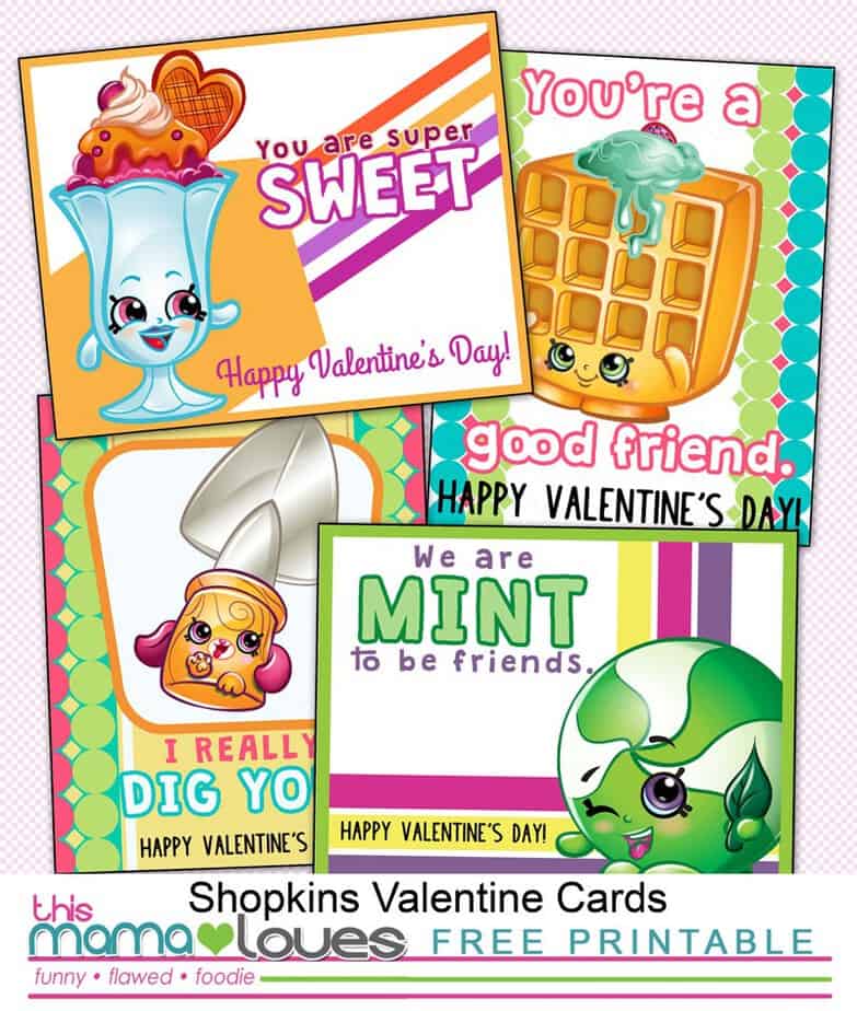 Printable Shopkins Valentines Day Cards- This Mama Loves