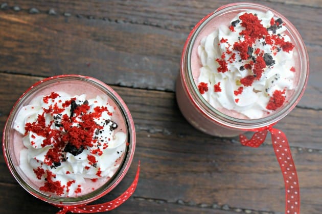 red velvet cookies and cream milkshake top