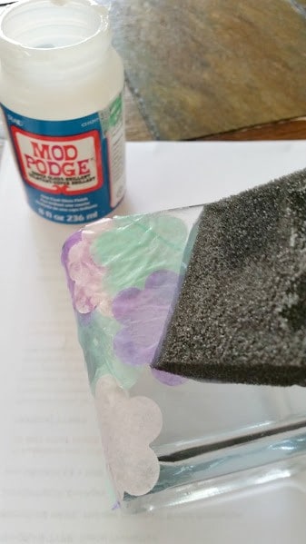 Stained Glass Tissue Paper Vase mod podge