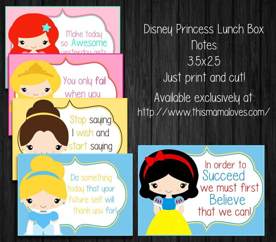 Disney Princess Lunch Box Notes- This Mama Loves