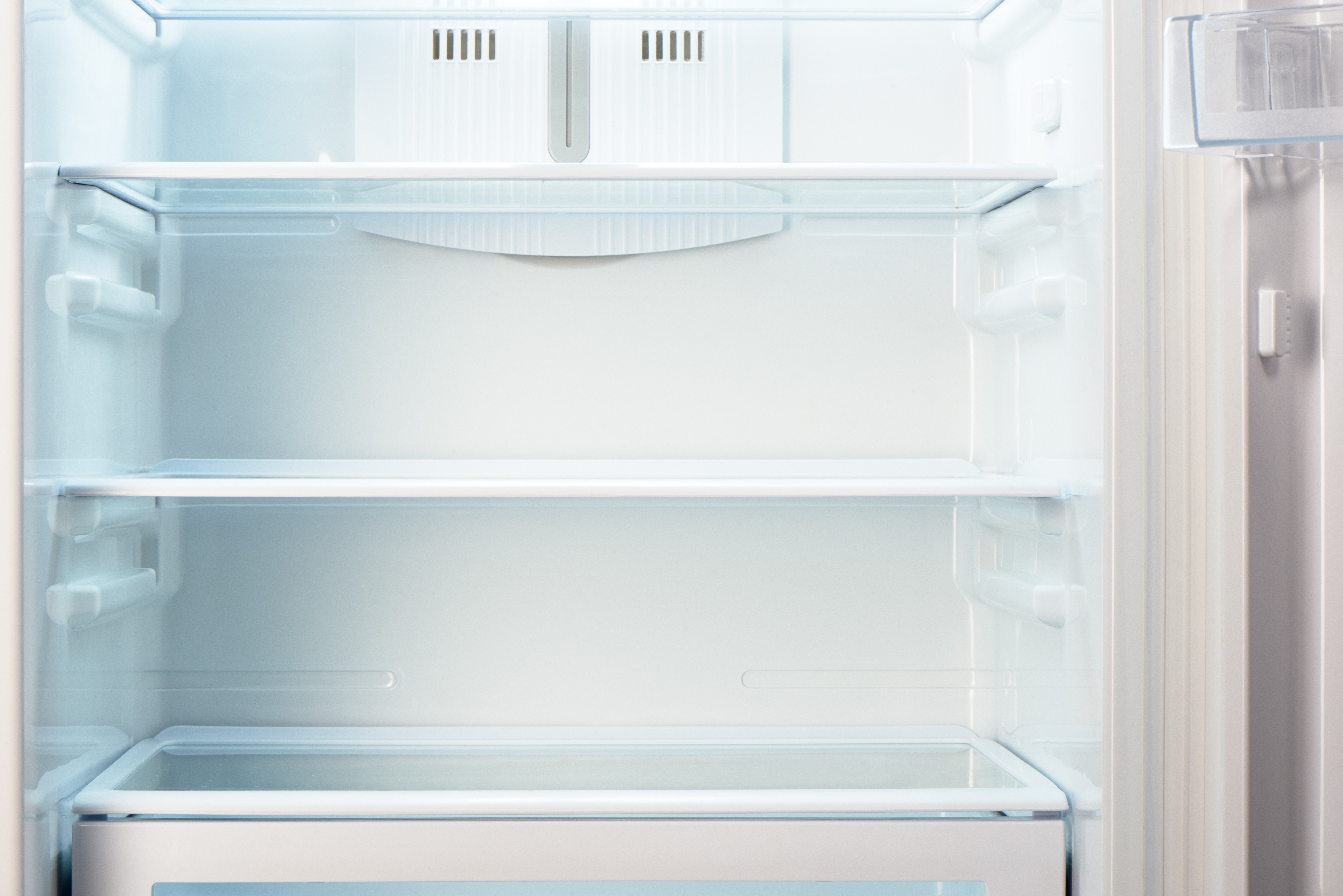 White open empty refrigerator. 