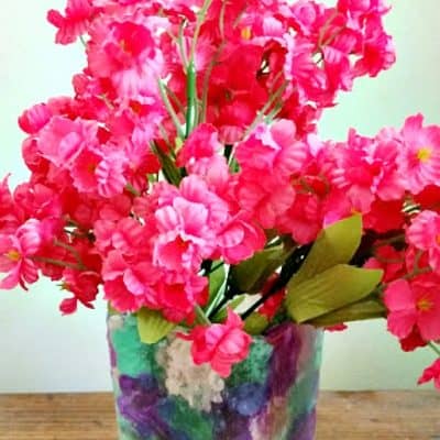 Stained Glass Tissue Paper Vase Craft for Mother’s Day