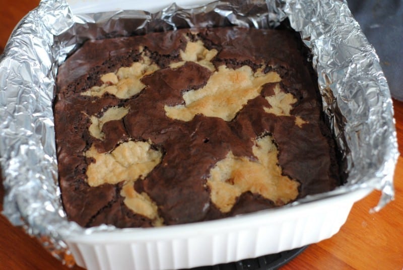 chocolate chip cookie brownies in pan 