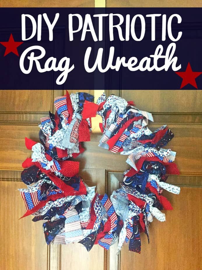 Patriotic Rag Wreath Fabric Rag Wreath Patriotic Wreath Patriotic Fabric Rag Wreath