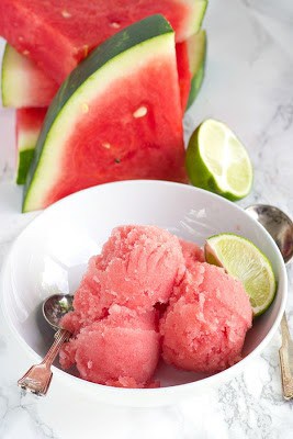Watermelon Sorbet from Cookie Dough and Oven Mitt