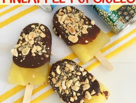 Chocolate Dipped Pineapple Popsicles from This Mama Loves