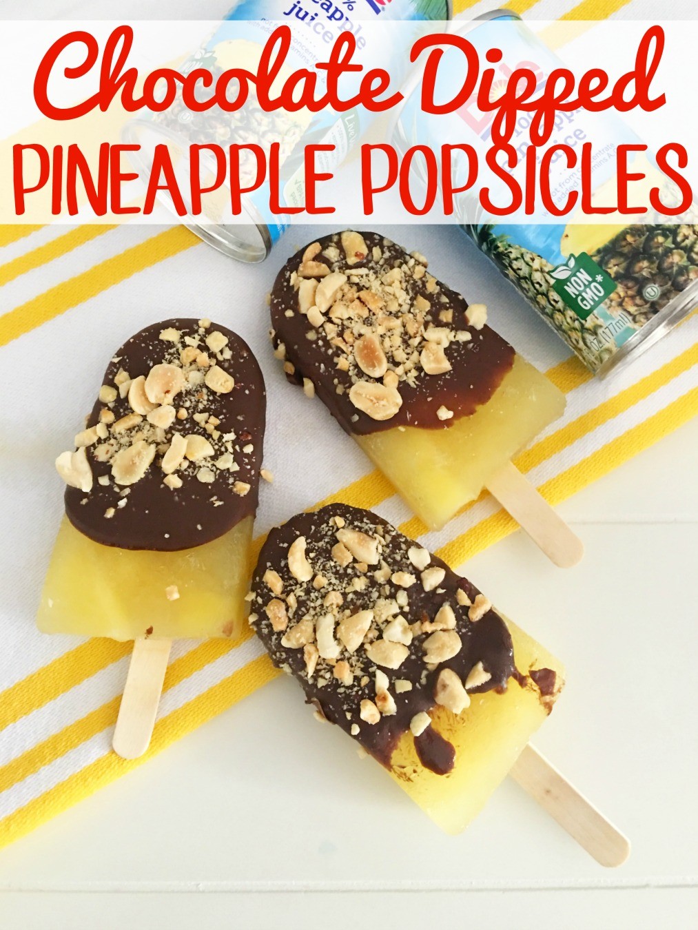 Chocolate Dipped Pineapple Popsicles from This Mama Loves