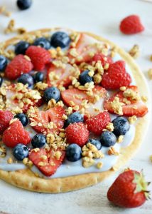 Yogurt Fruit Breakfast Pizza from Finding Zest