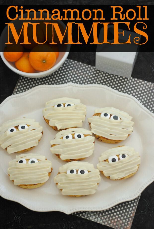 Cinnamon Roll Mummies Halloween Treat Recipe | This Mama Loves