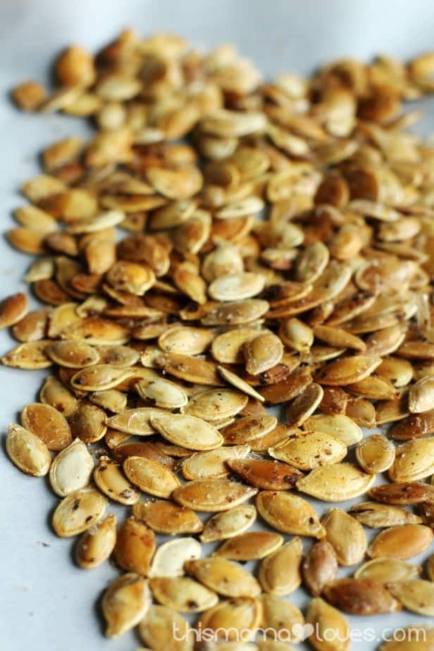 Coconut Oil Roasted Pumpkin Seeds with Basil, Lime, and Sea Salt