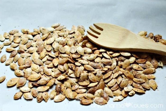 Coconut Oil Roasted Pumpkin Seeds with Basil, Lime, and Sea Salt